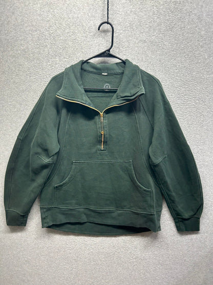 Lululemon Scuba Oversized Funnel-Neck Half Zip Long Size M/L (Square) Rainforest Green / Gold