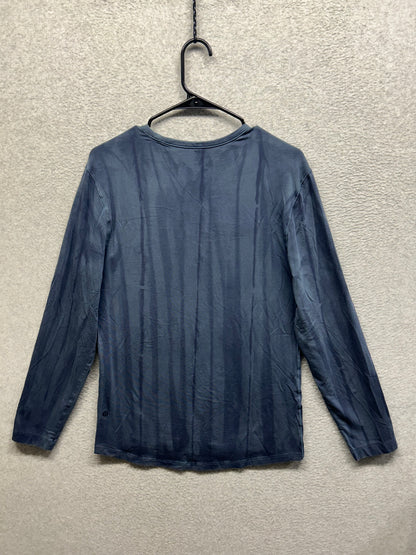 Lululemon 5 Year Basic Long Sleeve Size Medium Vertical Spray Dye Iron Blue Nautical Navy