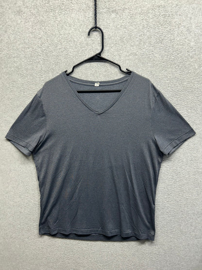 Lululemon 5 Year Basic V Size Large Micro Stripe Gray