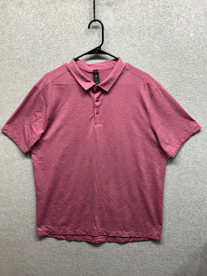Lululemon Evolution Short Sleeve Polo Shirt Size 2XL Pink Blossom