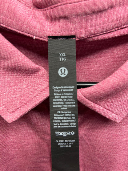 Lululemon Evolution Short Sleeve Polo Shirt Size 2XL Pink Blossom