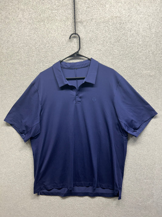 Lululemon Logo Sport Polo Short Sleeve Size 2XL Blue