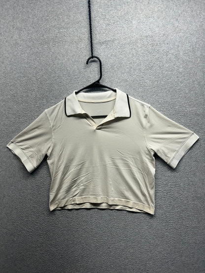 Lululemon Swiftly Tech Short-Sleeve Polo Shirt Colour Tip Size 6 Bone | Black