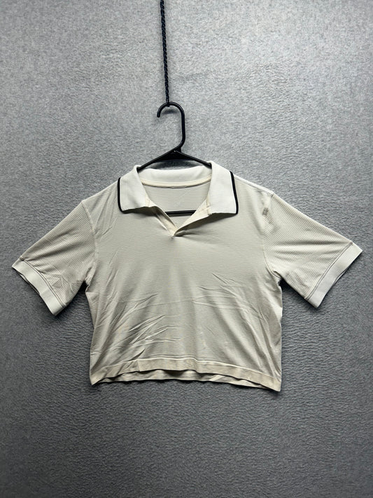 Lululemon Swiftly Tech Short-Sleeve Polo Shirt Colour Tip Size 6 Bone | Black