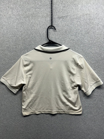 Lululemon Swiftly Tech Short-Sleeve Polo Shirt Colour Tip Size 6 Bone | Black
