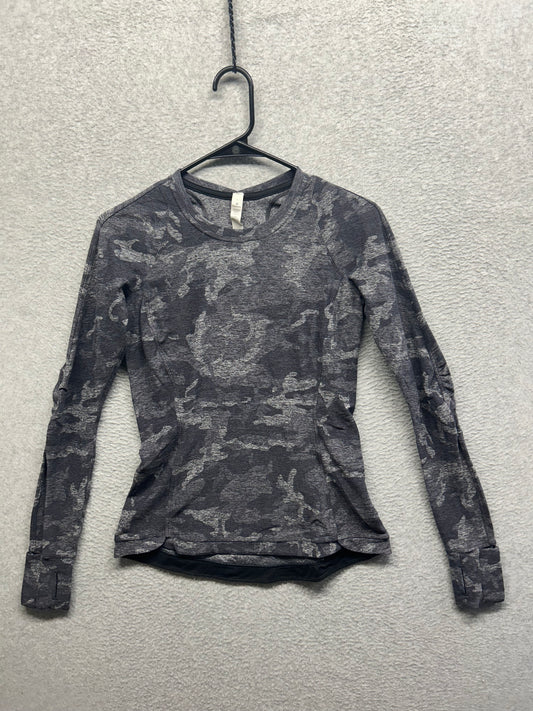 Lululemon Runderful Long Sleeve Size 6 Incognito Camo HTR Black