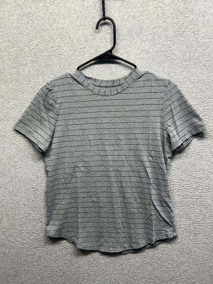 Lululemon Love Crew Short Sleeve Size 4 Gray Striped