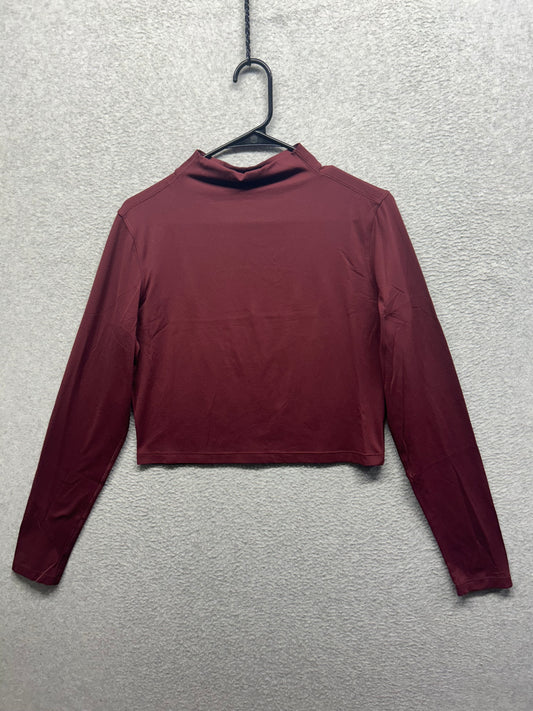 Lululemon All Aligned Mock Neck Long Sleeve Shirt Size 12 Red Merlot