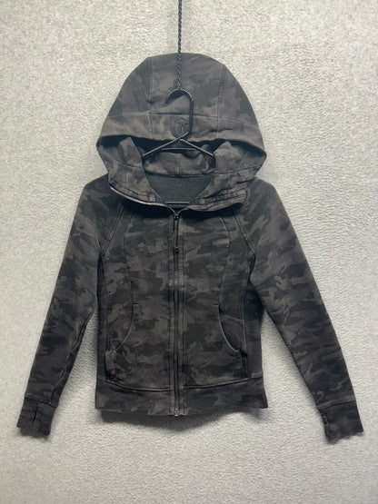 Lululemon Scuba Hoodie Light Cotton Fleece Size 4 Incognito Camo Multi Grey