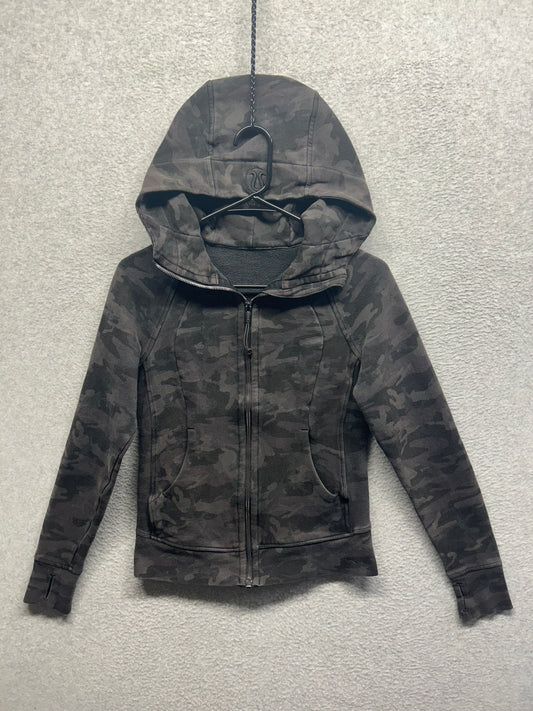 Lululemon Scuba Hoodie Light Cotton Fleece Size 4 Incognito Camo Multi Grey