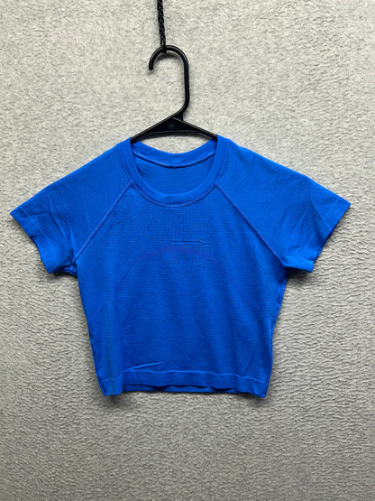 Lululemon Cropped Swiftly Tech Short Sleeve Crew Size 4 Blue