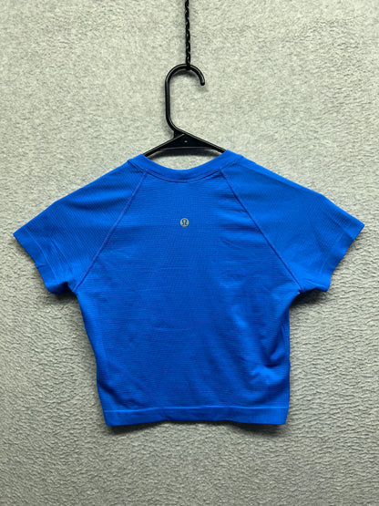 Lululemon Cropped Swiftly Tech Short Sleeve Crew Size 4 Blue