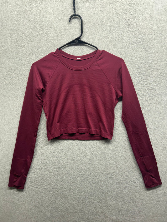 Lululemon Cropped Swiftly Tech Long Sleeve Crew Size 8 Purple | Red