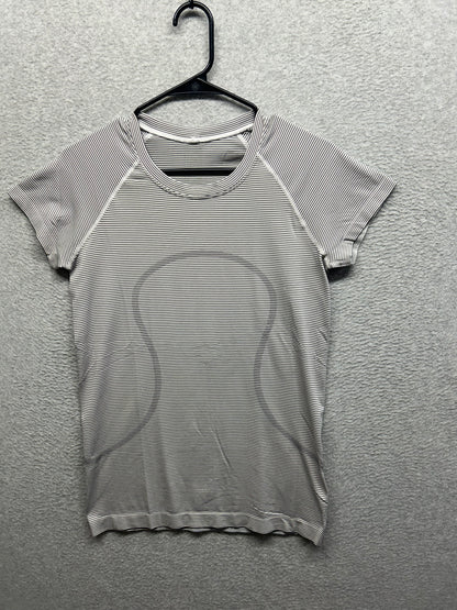 Lululemon Swiftly Tech Short Sleeve Crew Size 8 White Black Striped