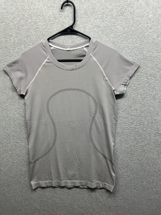 Lululemon Swiftly Tech Short Sleeve Crew Size 8 White Black Striped