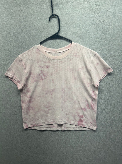 Lululemon Train to Be Short Sleeve Shirt Size 10  Marble Dye Pink White