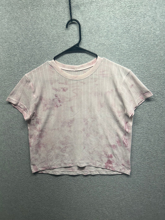 Lululemon Train to Be Short Sleeve Shirt Size 10  Marble Dye Pink White