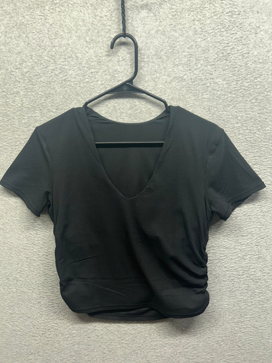 Lululemon All It Takes Ribbed Nulu V-Neck T-Shirt Size 12 (Square) Black