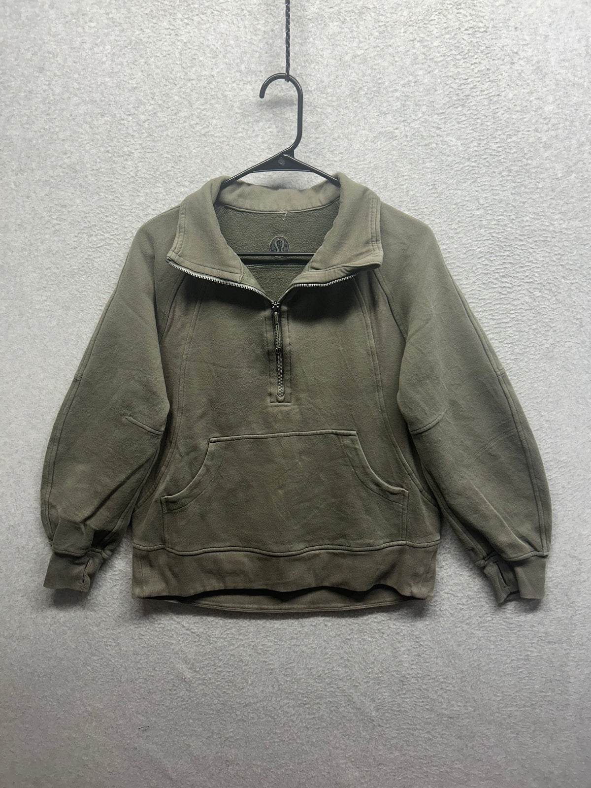 Lululemon Scuba Oversized Funnel-Neck Half Zip Long Size XS/S Grey Eucalyptus