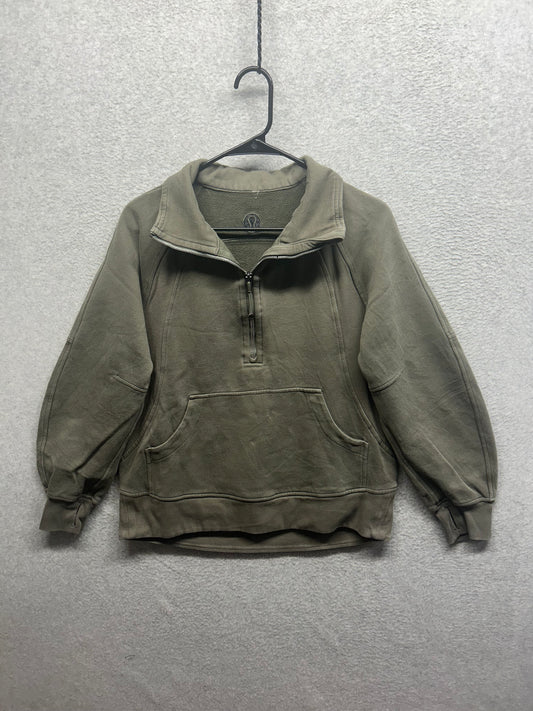 Lululemon Scuba Oversized Funnel-Neck Half Zip Long Size XS/S Grey Eucalyptus