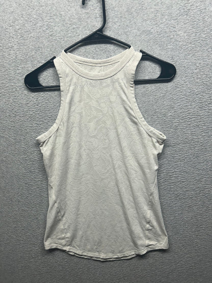 Lululemon Hold Tight Tank Top Size 4 Crumple Mini Jacquard White Opal