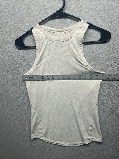 Lululemon Hold Tight Tank Top Size 4 Crumple Mini Jacquard White Opal