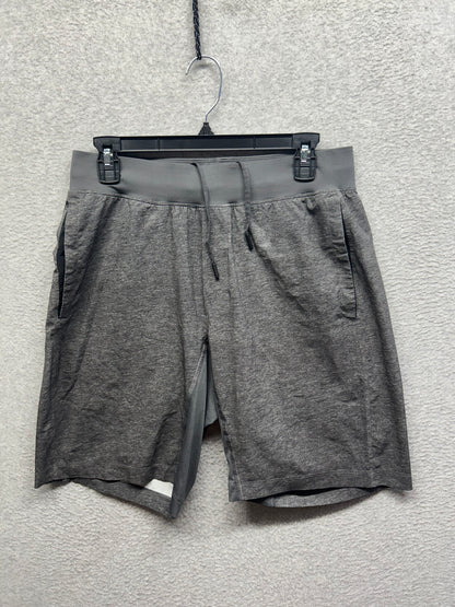 Lululemon T.H.E. Short Linerless 10" Size Medium Heathered Texture Printed Mercury Deep Coal
