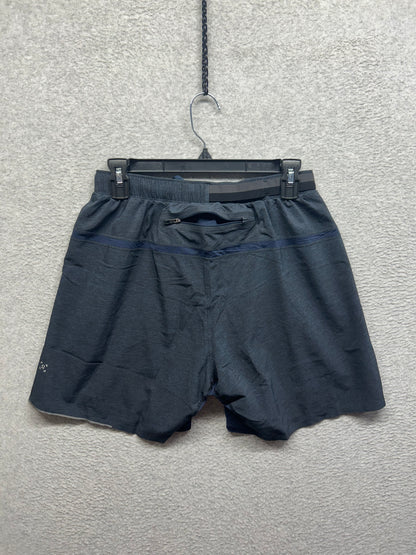 Lululemon Surge Short Linerless 7" Size Medium Heathered Texture Printed Iron Blue True Navy