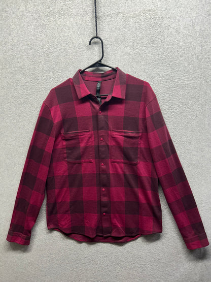 Lululemon Soft Knit Overshirt Size Large Red Rockwood Plaid