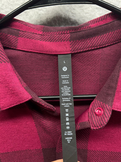 Lululemon Soft Knit Overshirt Size Large Red Rockwood Plaid