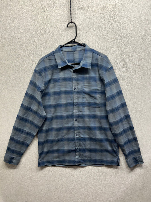 Lululemon Masons Peak Long Sleeve Shirt Size 2XL Blue Gray Plaid